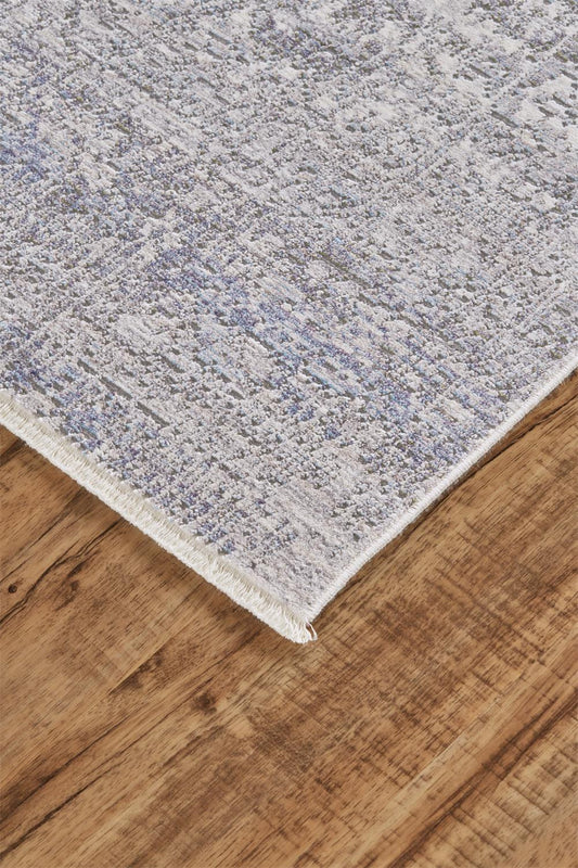 8 x 10 Gray Ivory & Taupe Distressed Rug With Fringe
