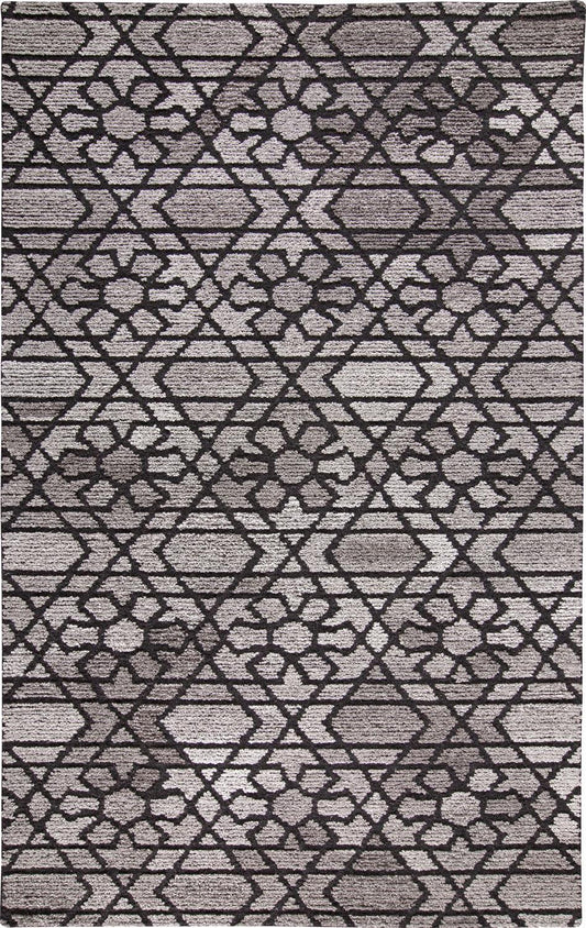 8 x 10 Black & Taupe Wool Paisley Hand Tufted Rug