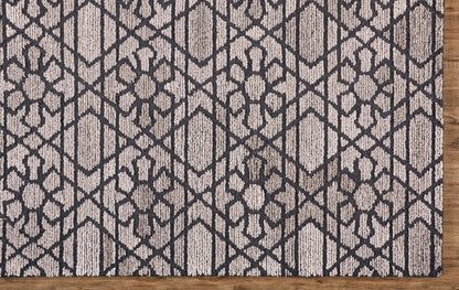 8 x 10 Black & Taupe Wool Paisley Hand Tufted Rug
