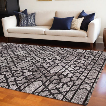 9 x 12 Black & Taupe Wool Paisley Hand Tufted Rug