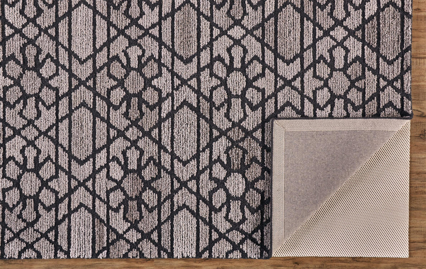 9 x 12 Black & Taupe Wool Paisley Hand Tufted Rug