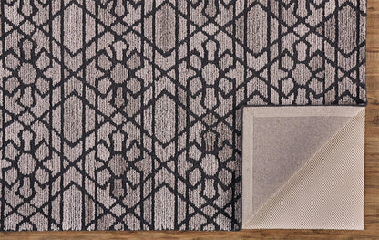 9 x 12 Black & Taupe Wool Paisley Hand Tufted Rug