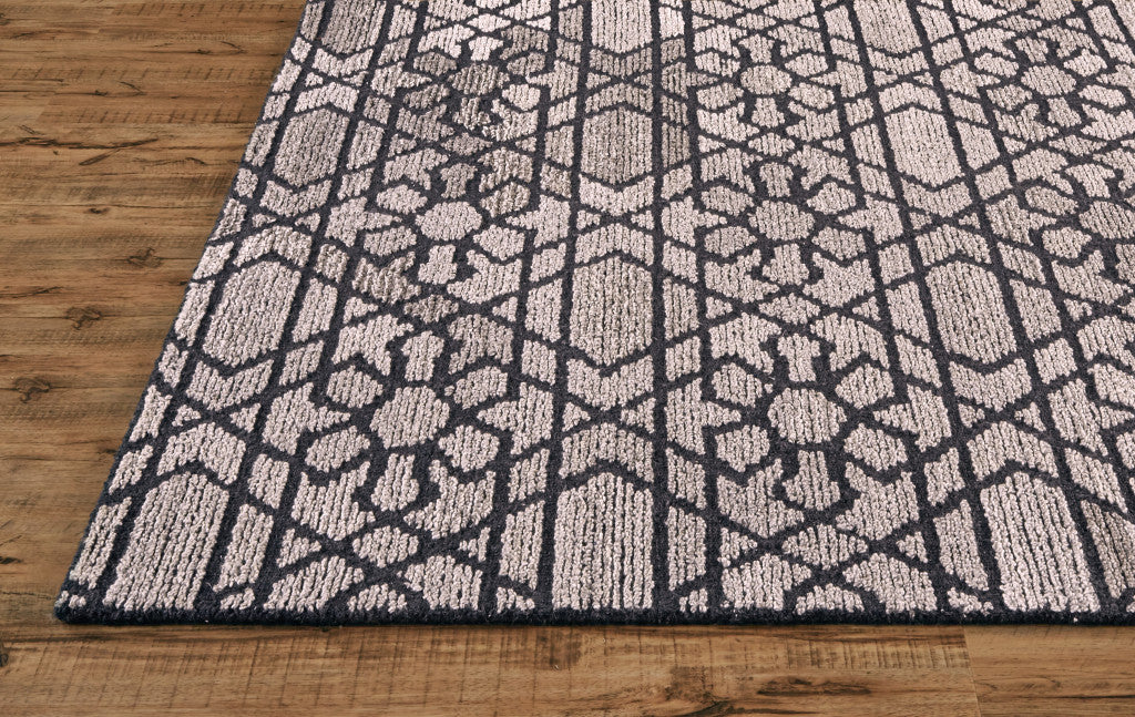 9 x 12 Black & Taupe Wool Paisley Hand Tufted Rug