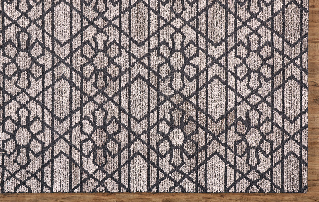 9 x 12 Black & Taupe Wool Paisley Hand Tufted Rug