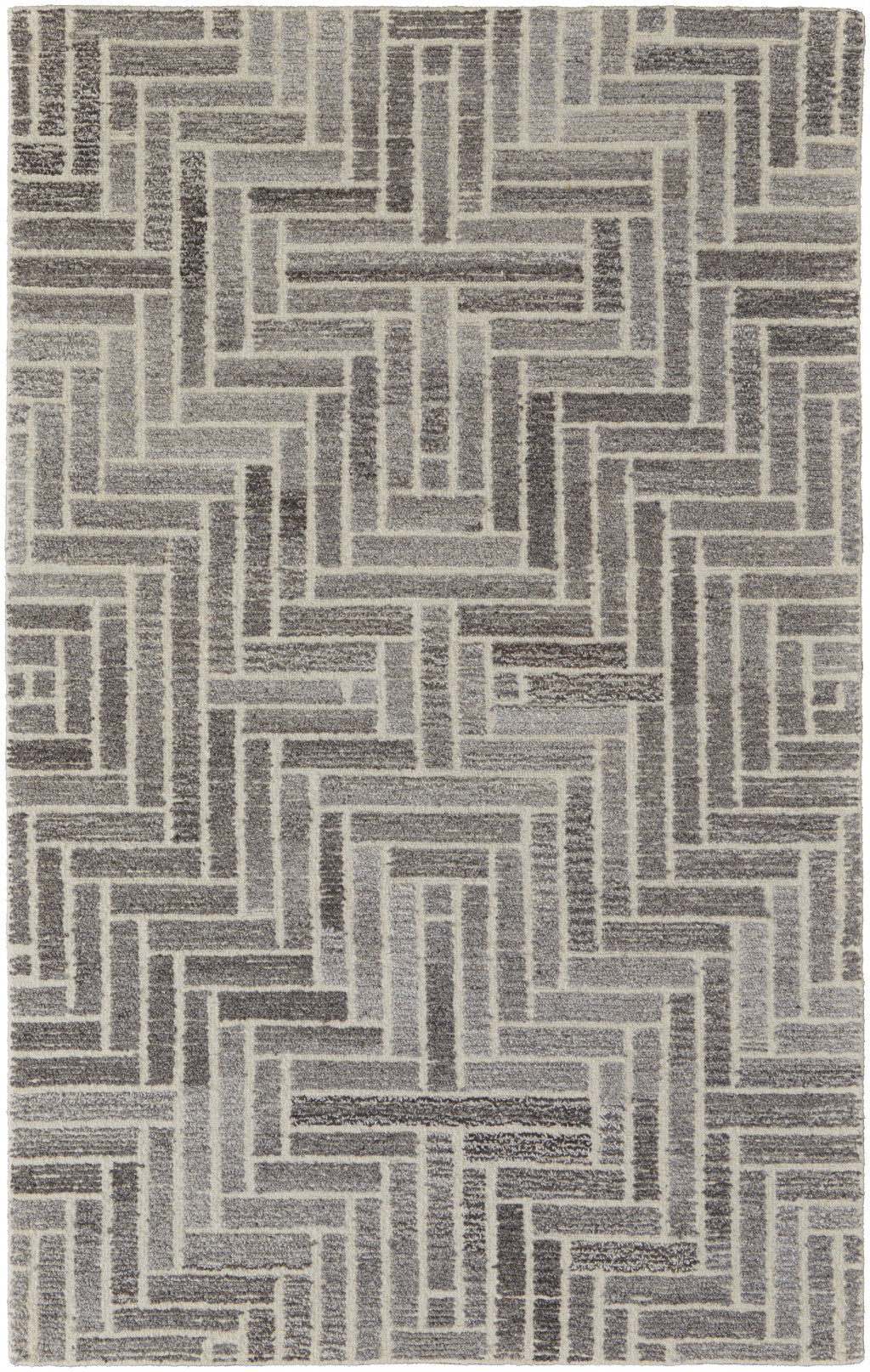 9 x 12 Tan & Gray Wool Geometric Hand Tufted Rug