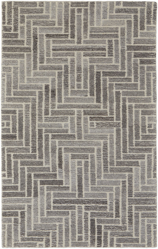 9 x 12 Tan & Gray Wool Geometric Hand Tufted Rug