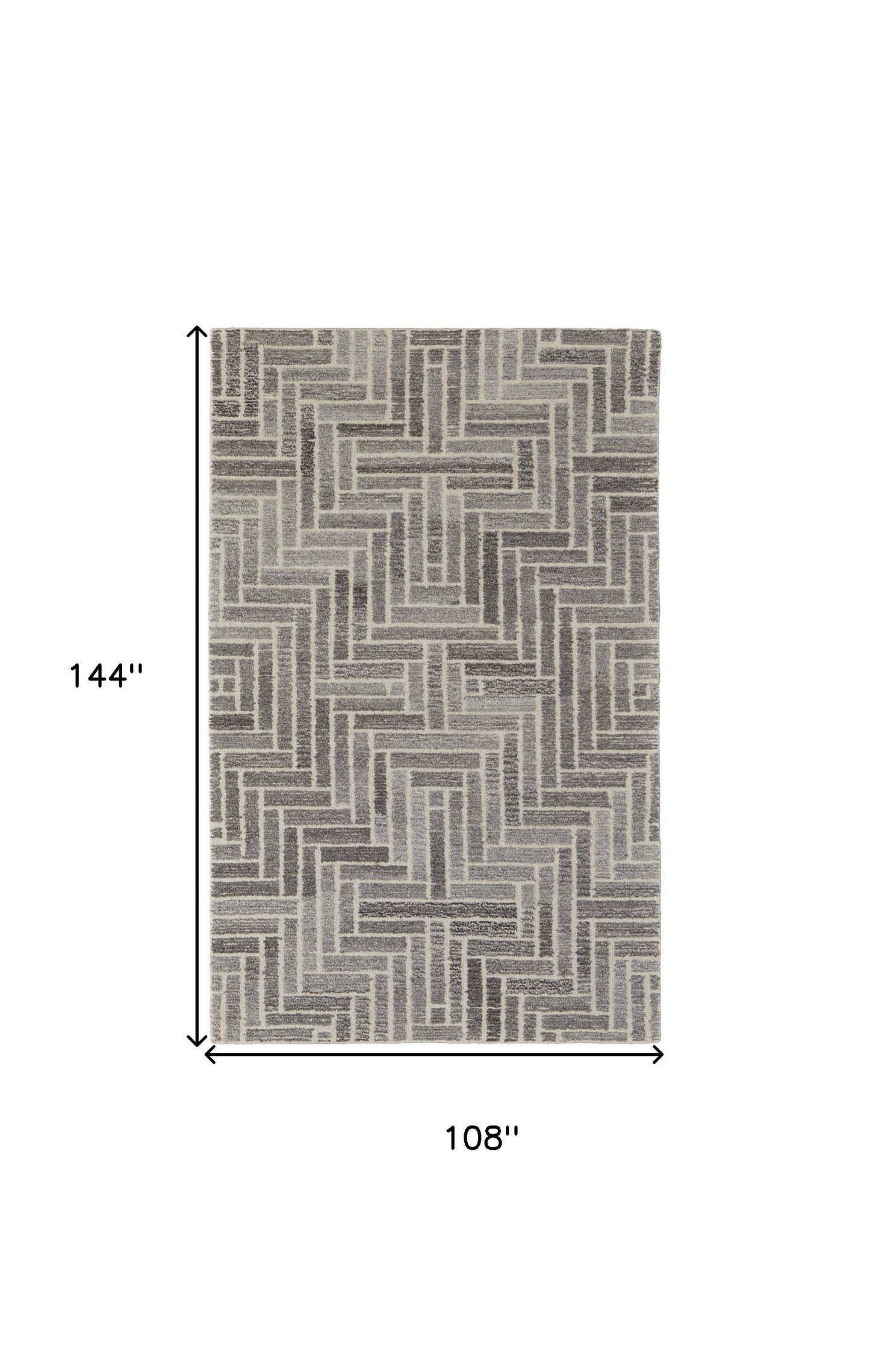9 x 12 Tan & Gray Wool Geometric Hand Tufted Rug