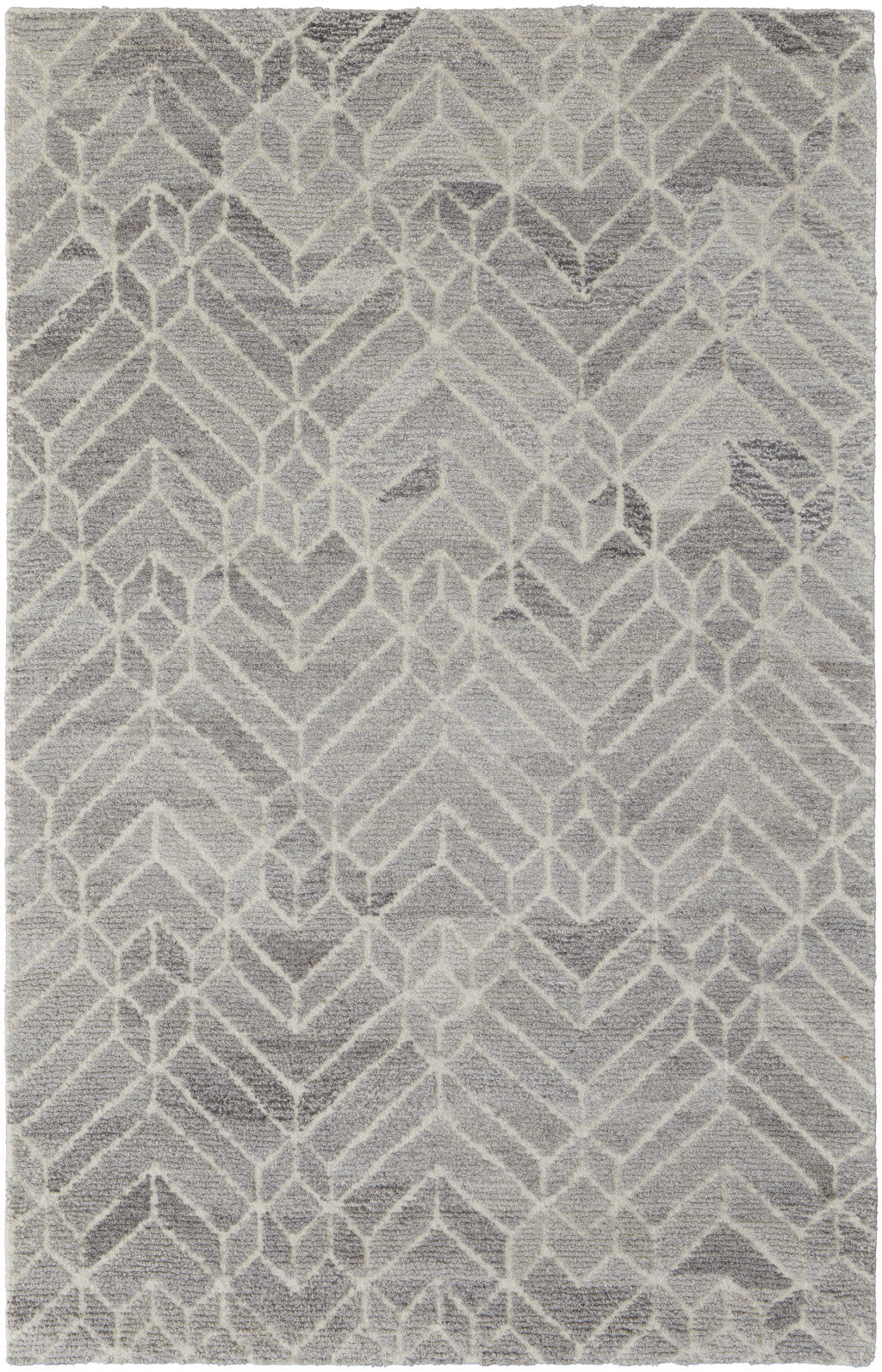 9 x 12 Gray & Ivory Wool Geometric Hand Tufted Rug