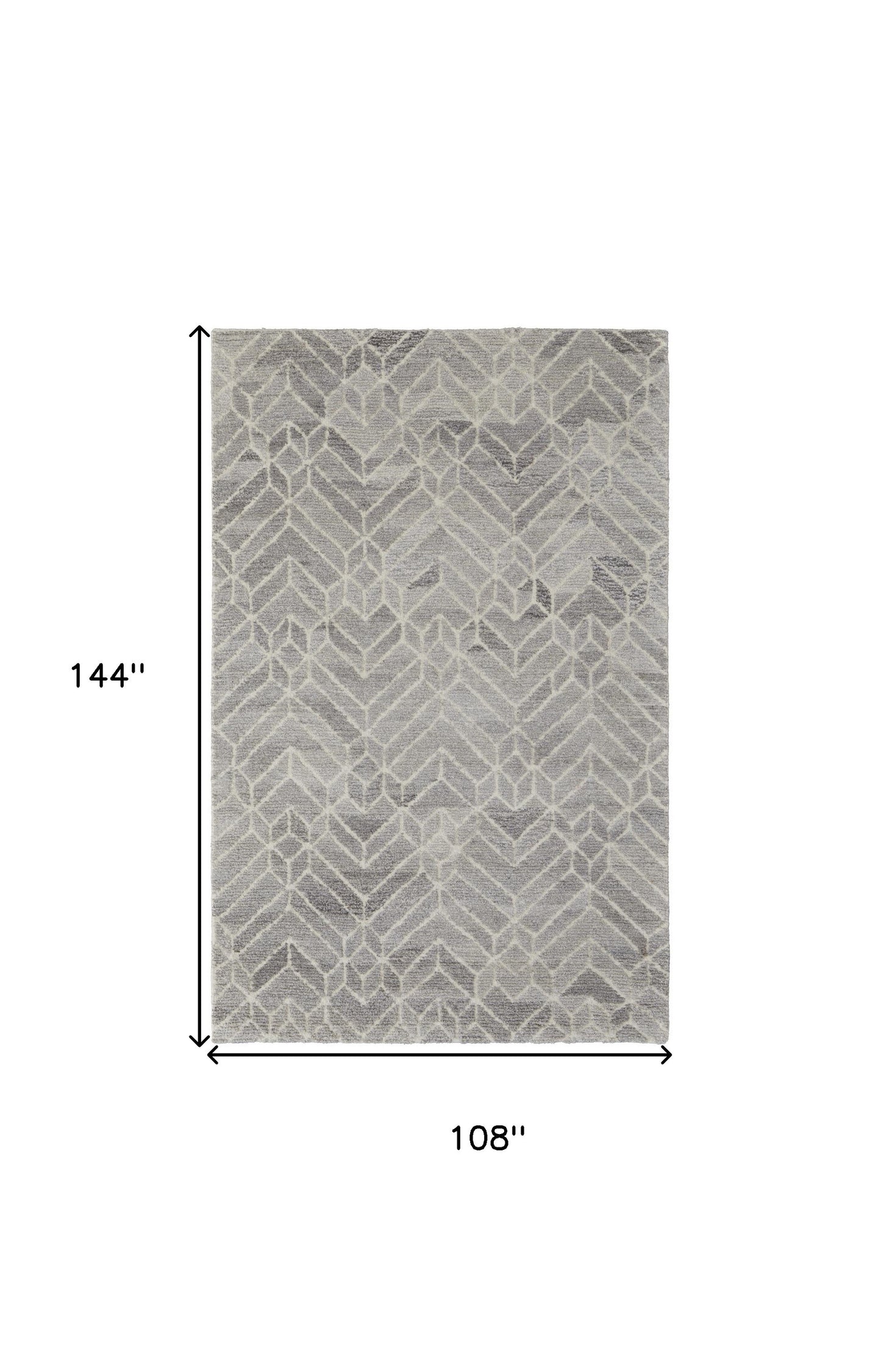 9 x 12 Gray & Ivory Wool Geometric Hand Tufted Rug