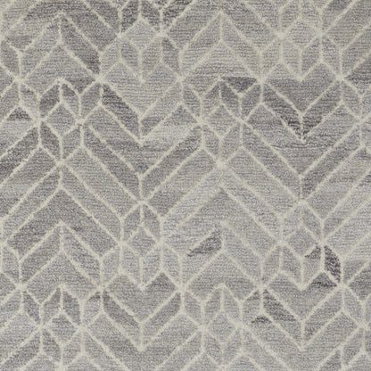 9 x 12 Gray & Ivory Wool Geometric Hand Tufted Rug