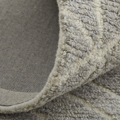 9 x 12 Gray & Ivory Wool Geometric Hand Tufted Rug