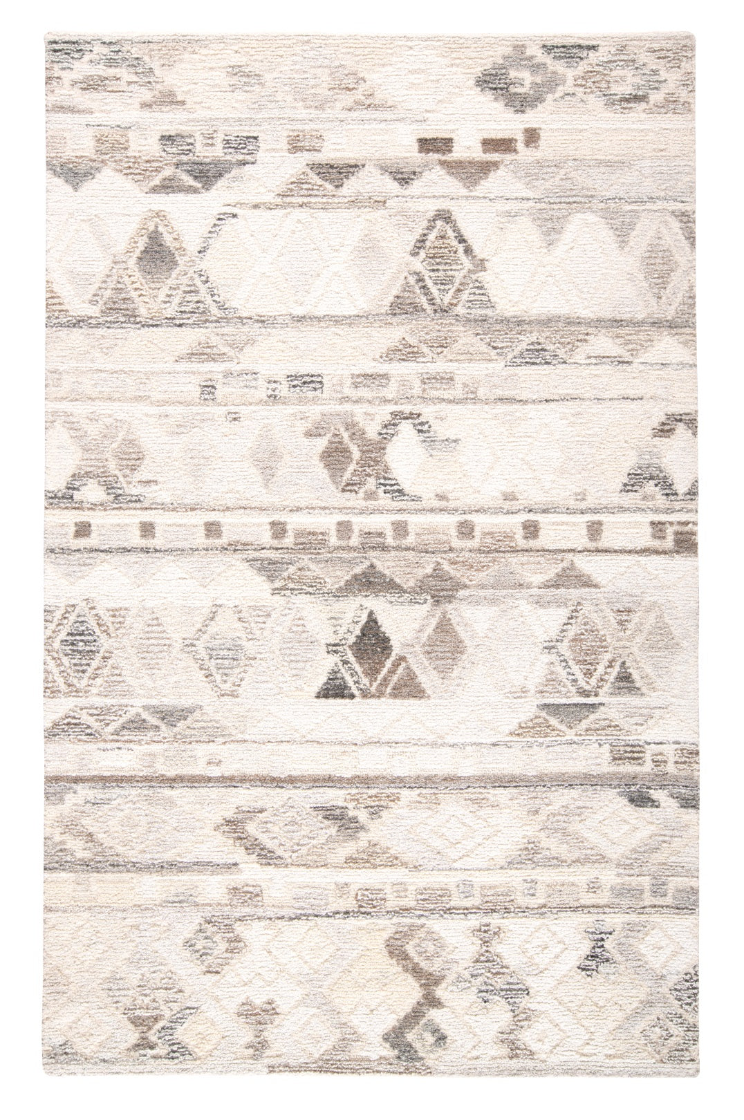 8 x 10 Beige Ivory & Gray Wool Geometric Hand Tufted Rug