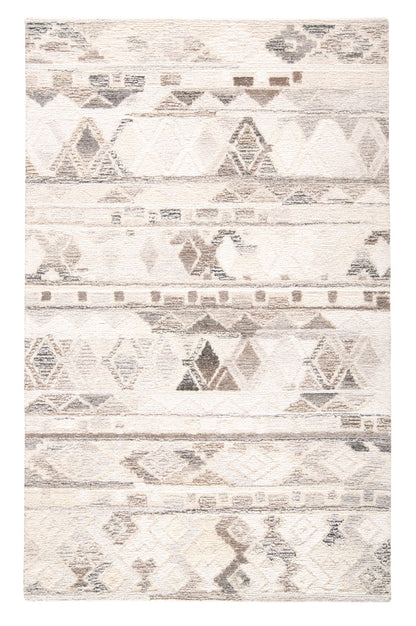 8 x 10 Beige Ivory & Gray Wool Geometric Hand Tufted Rug