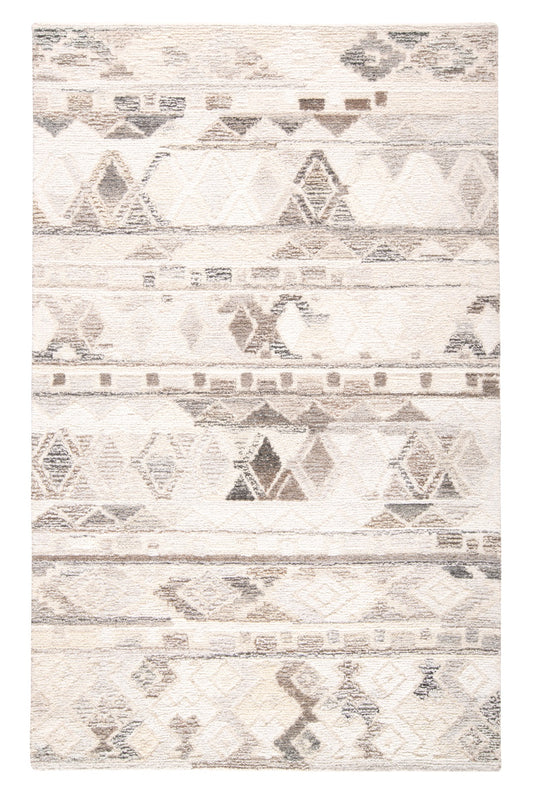 8 x 10 Beige Ivory & Gray Wool Geometric Hand Tufted Rug