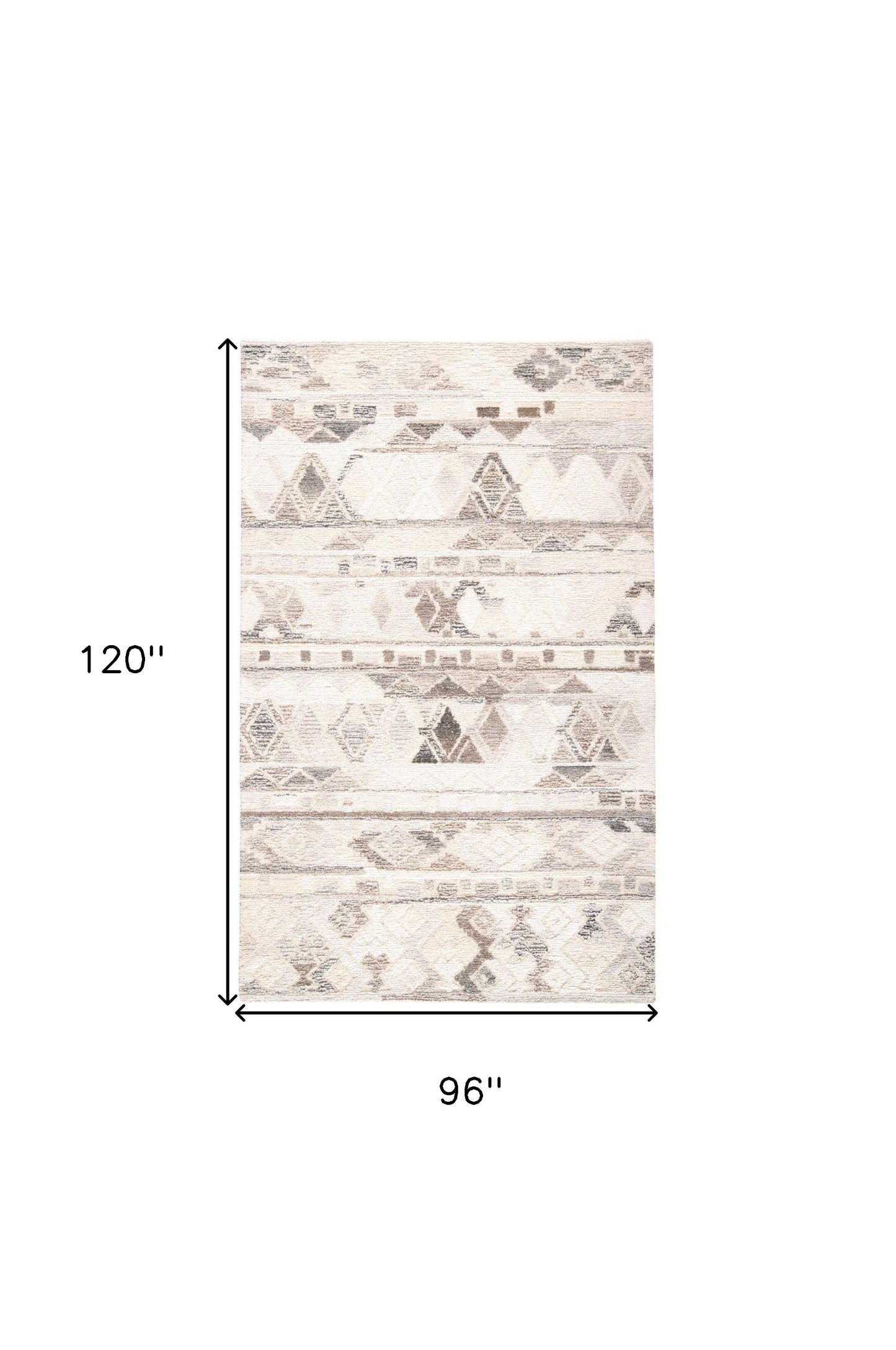 8 x 10 Beige Ivory & Gray Wool Geometric Hand Tufted Rug