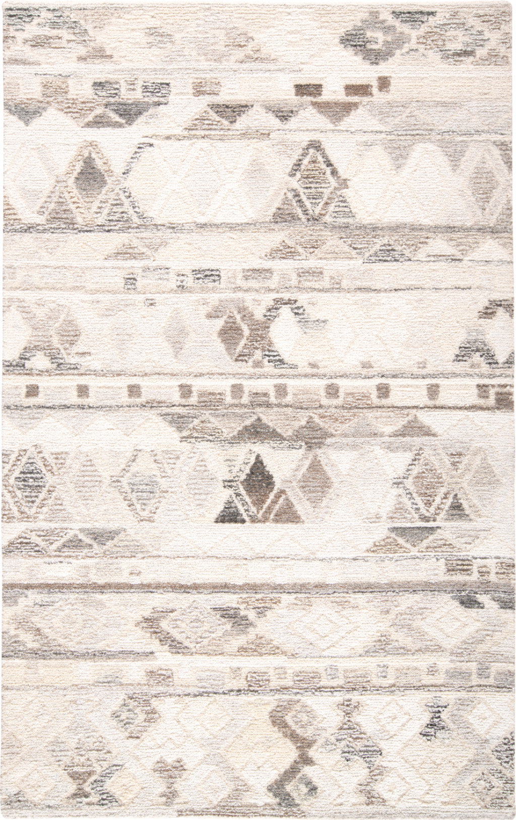 9 x 12 Beige Ivory & Gray Wool Geometric Hand Tufted Rug