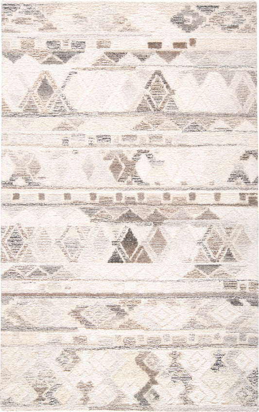 9 x 12 Beige Ivory & Gray Wool Geometric Hand Tufted Rug