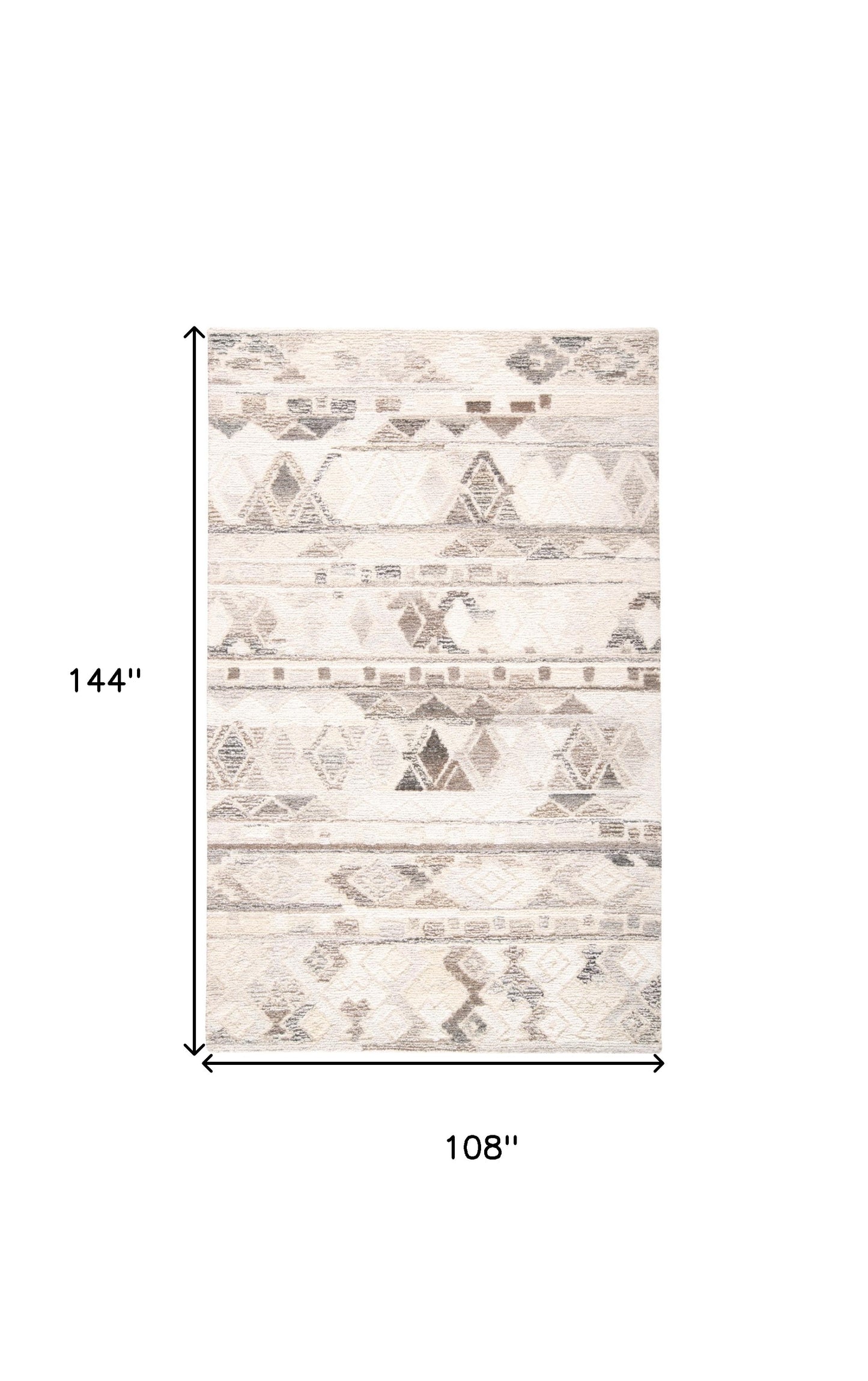 9 x 12 Beige Ivory & Gray Wool Geometric Hand Tufted Rug