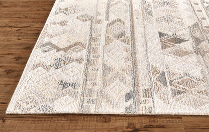 9 x 12 Beige Ivory & Gray Wool Geometric Hand Tufted Rug