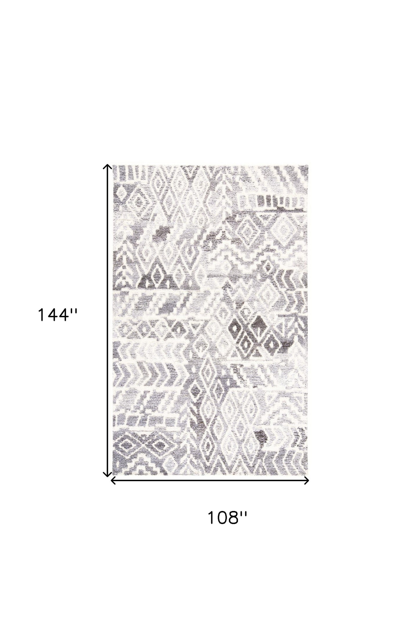 9 x 12 Gray & White Wool Geometric Hand Tufted Rug