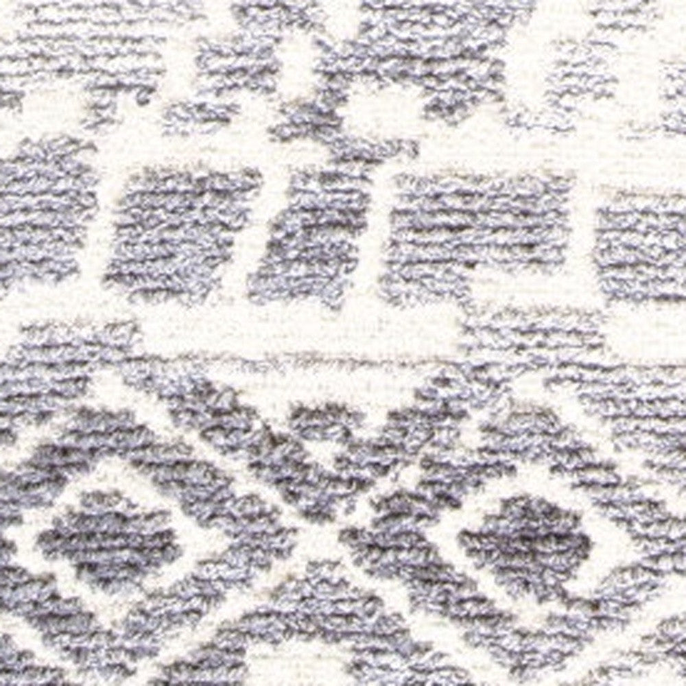 9 x 12 Gray & White Wool Geometric Hand Tufted Rug