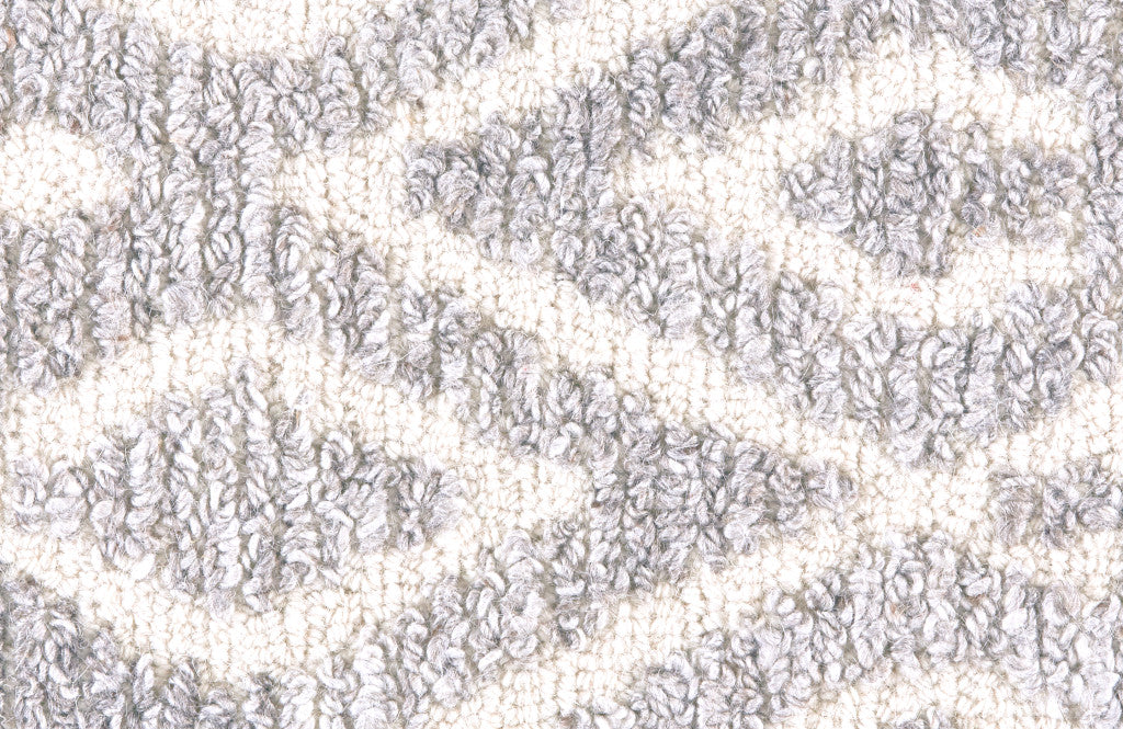 9 x 12 Gray & White Wool Geometric Hand Tufted Rug