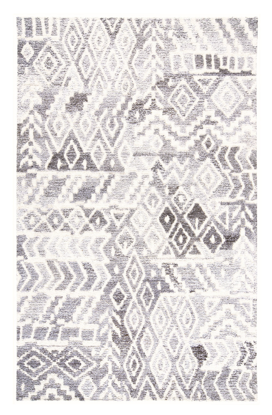9 x 12 Gray & White Wool Geometric Hand Tufted Rug