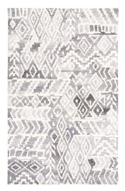 9 x 12 Gray & White Wool Geometric Hand Tufted Rug