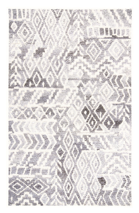 9 x 12 Gray & White Wool Geometric Hand Tufted Rug
