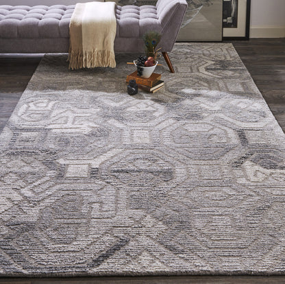 9 x 12 Gray & Ivory Wool Hand Tufted Rug