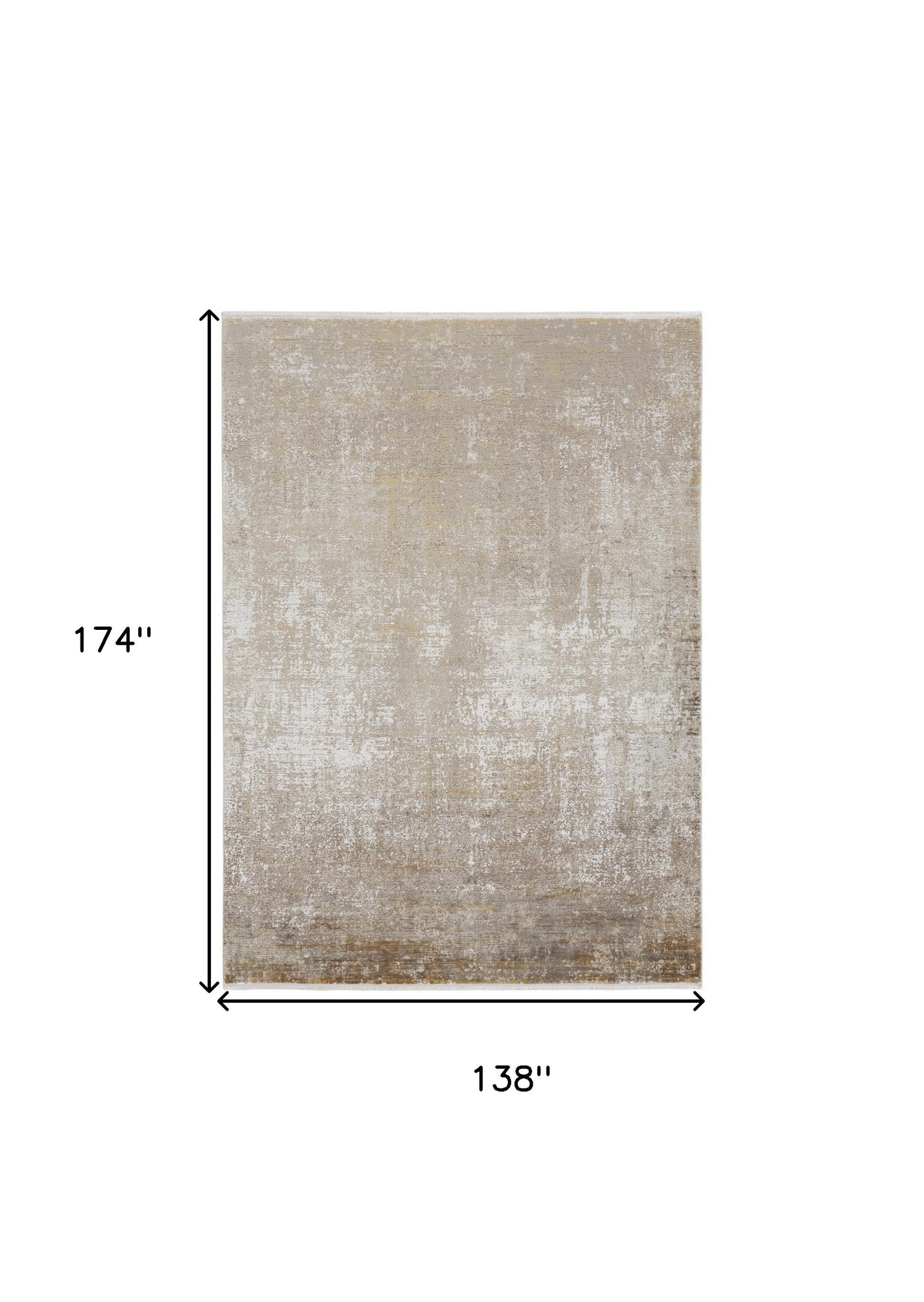 12 x 15 Taupe Ivory & Gold Rug With Fringe