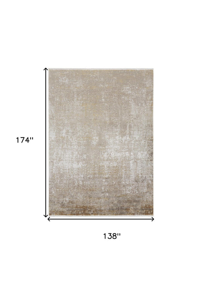 12 x 15 Taupe Ivory & Gold Rug With Fringe