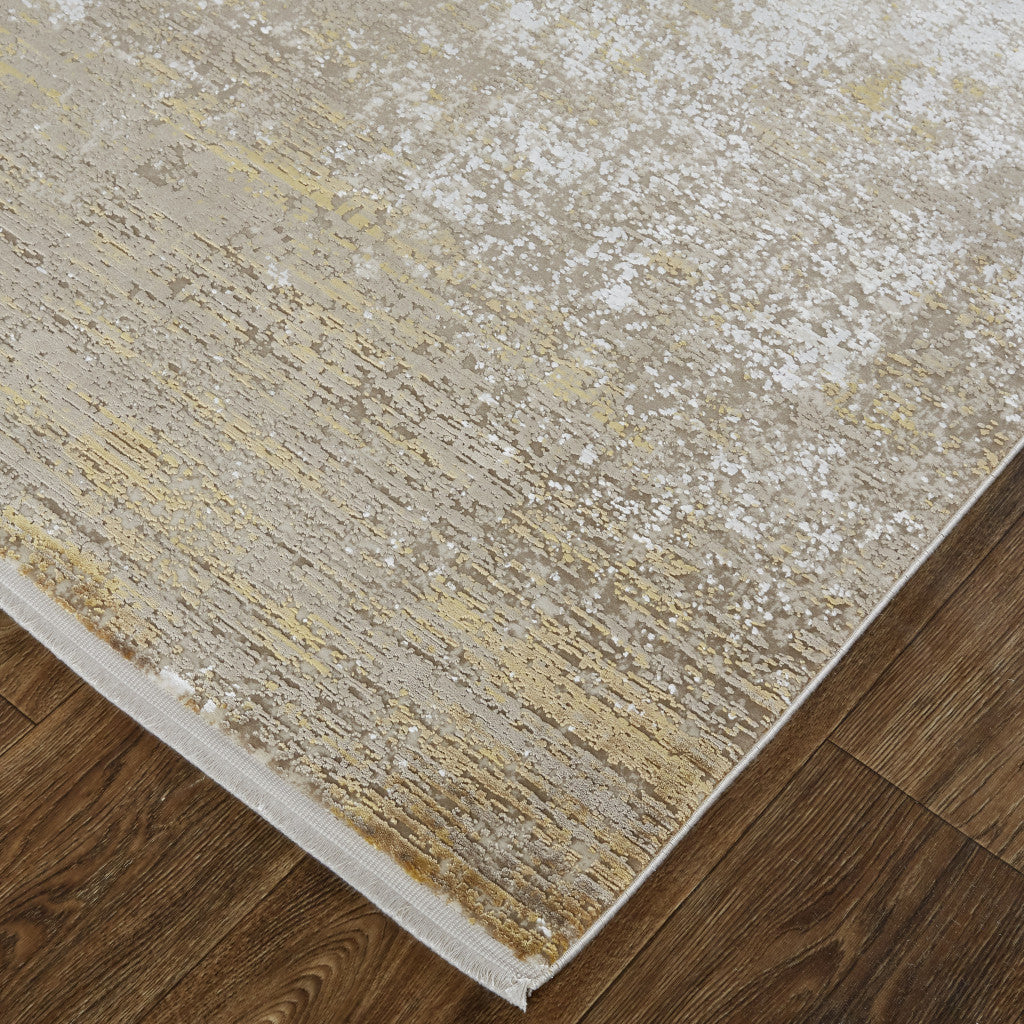 12 x 15 Taupe Ivory & Gold Rug With Fringe