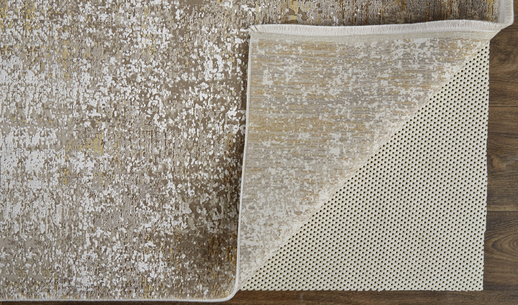 12 x 15 Taupe Ivory & Gold Rug With Fringe