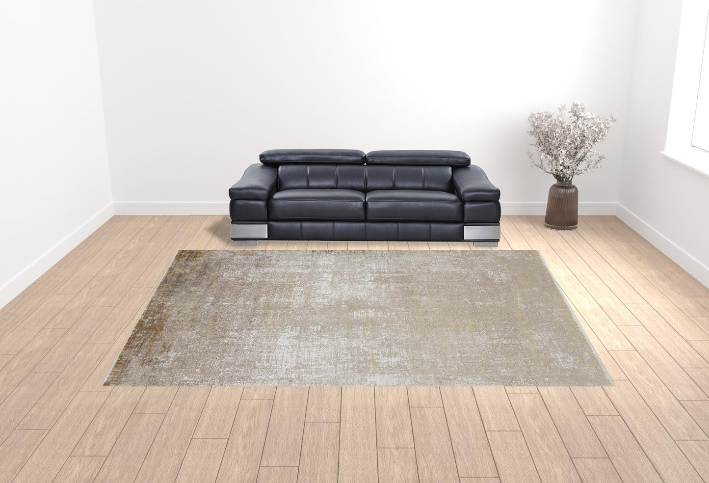 12 x 15 Taupe Ivory & Gold Rug With Fringe