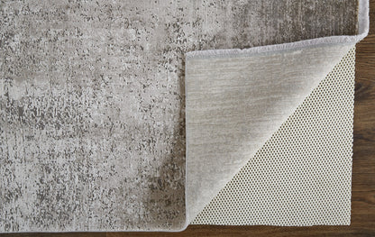12 x 15 Tan Ivory & Gray Power Loom Distressed Rug With Fringe