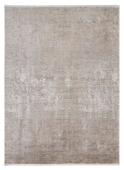 12 x 15 Tan Ivory & Gray Power Loom Distressed Rug With Fringe