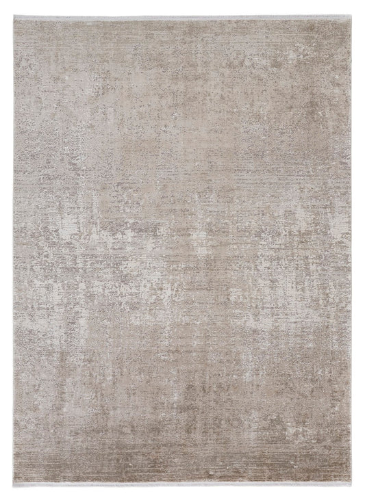 12 x 15 Tan Ivory & Gray Power Loom Distressed Rug With Fringe