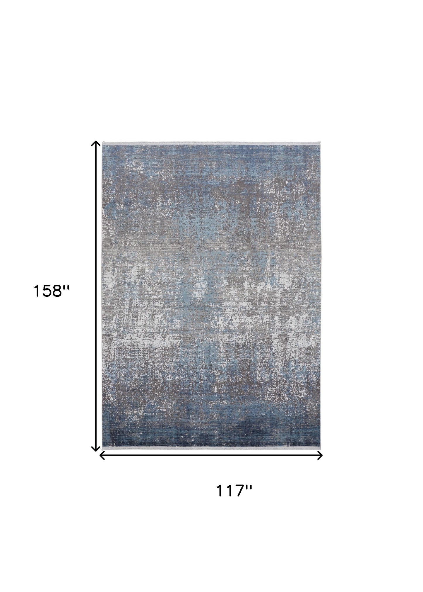 10 x 13 Blue Gray & Silver Power Loom Distressed Rug With Fringe