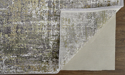 10 x 13 Green Gray & Ivory Rug With Fringe