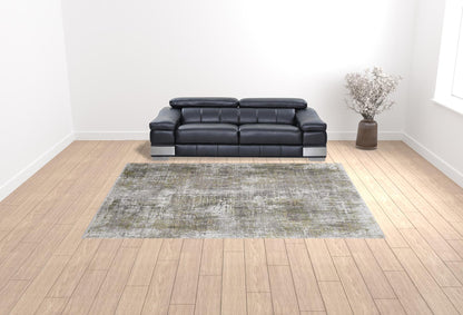 10 x 13 Green Gray & Ivory Rug With Fringe