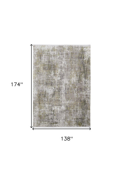 12 x 15 Green Gray & Ivory Rug With Fringe