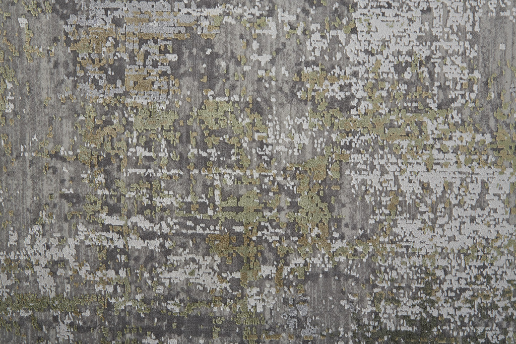 12 x 15 Green Gray & Ivory Rug With Fringe