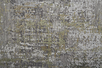 12 x 15 Green Gray & Ivory Rug With Fringe