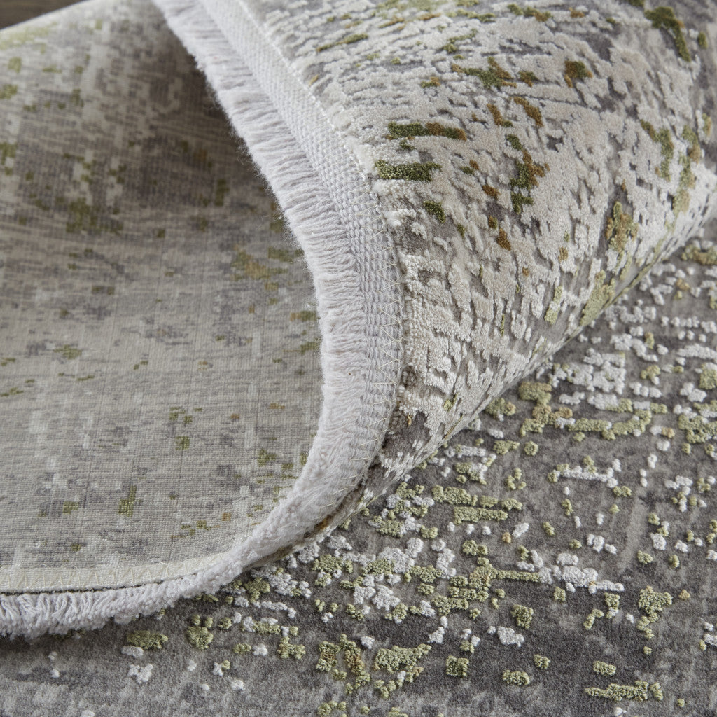 12 x 15 Green Gray & Ivory Rug With Fringe