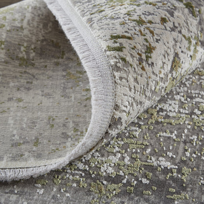 12 x 15 Green Gray & Ivory Rug With Fringe