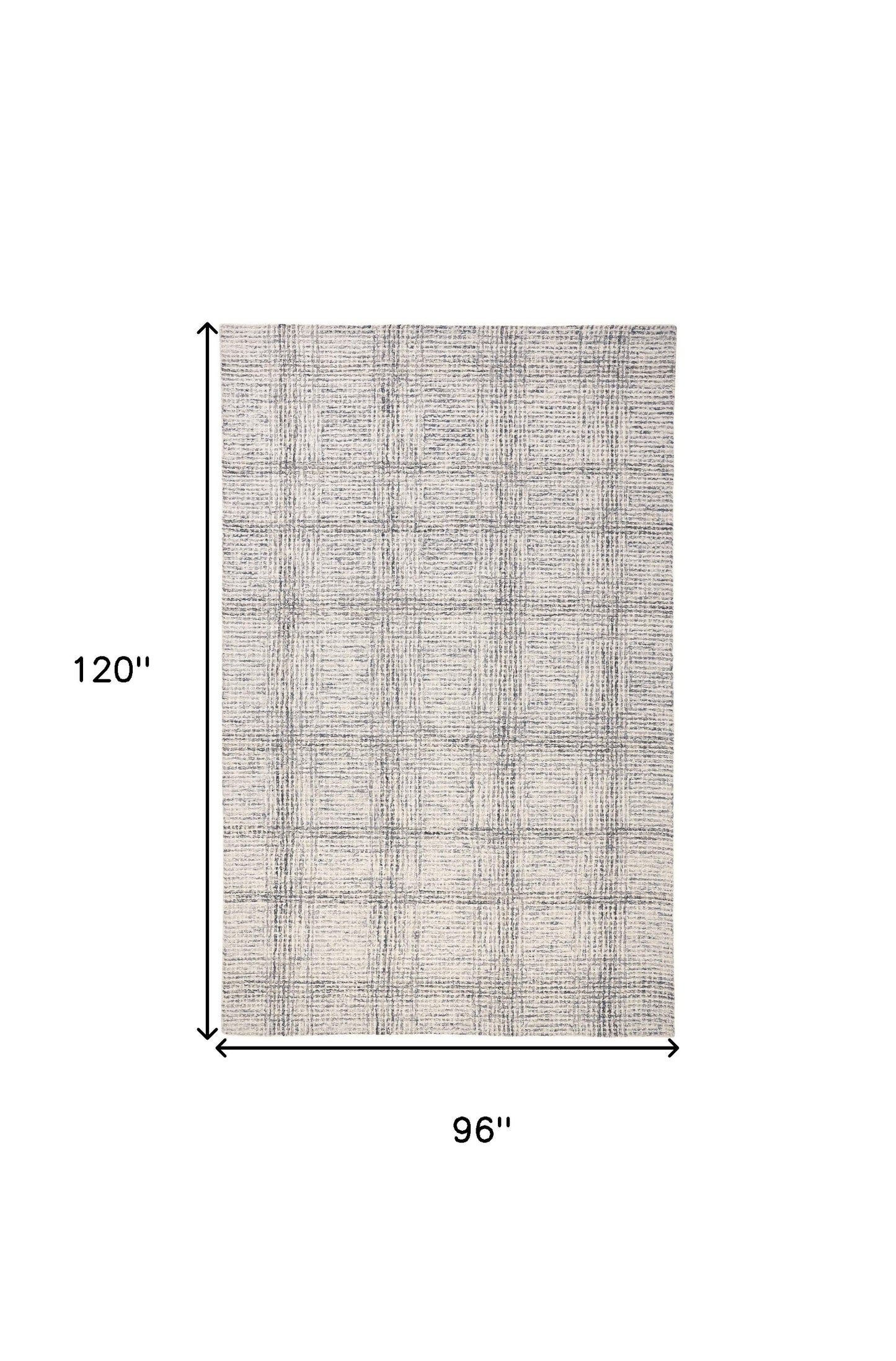 8 x 10 Ivory & Gray Wool Plaid Tufted Handmade Stain Resistant Rug