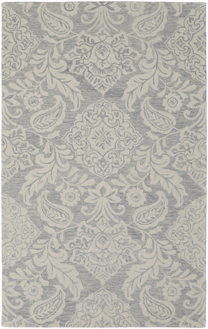 8 x 10 Blue & Ivory Wool Paisley Tufted Handmade Stain Resistant Rug