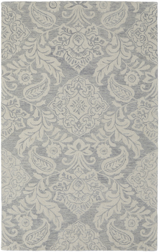 8 x 10 Blue & Ivory Wool Paisley Tufted Handmade Stain Resistant Rug