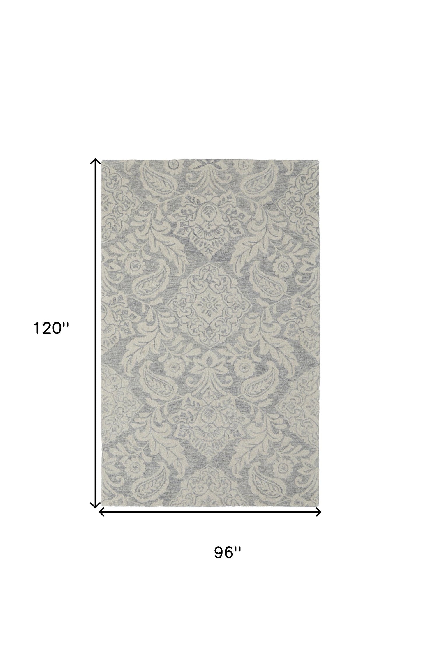8 x 10 Blue & Ivory Wool Paisley Tufted Handmade Stain Resistant Rug